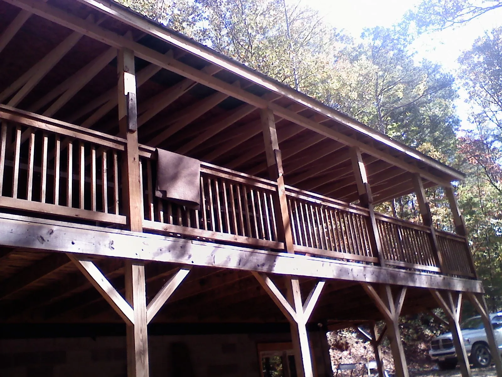 Timber framing under a new elevated porch and deck — Roof Leak Repair in Middle Amana by Roofing Brothers